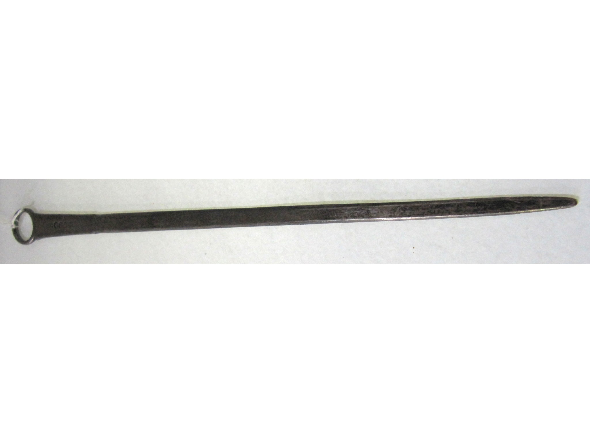 Appraisal: A silver meat skewer London cm long