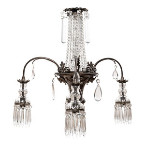 Appraisal: A Continental Bronze and Cut Glass Five-Light Chandelier First Half