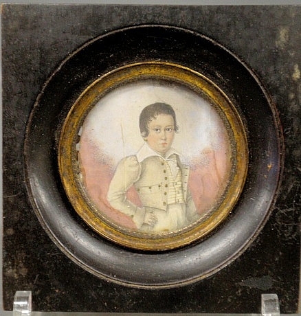 Appraisal: - Miniature portrait on ivory of a young boy c