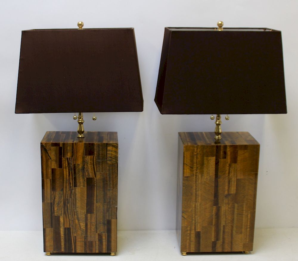 Appraisal: Pair of Midcentury Style Tigers Eye Lamps From a Lexington