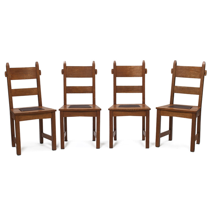 Appraisal: Gustav Stickley side chairs set of four rabbit ear form