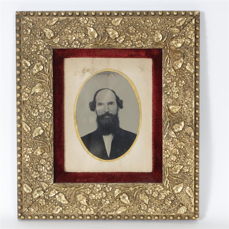 Appraisal: th Century half plate tintype portrait of beared man in