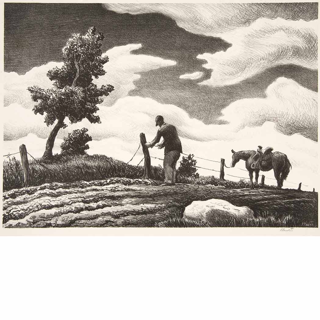 Appraisal: Thomas Hart Benton - THE FENCE MENDER FATH Lithograph signed