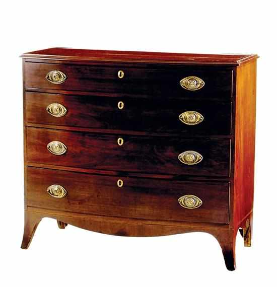 Appraisal: Georgian style mahogany bowfront chest of drawers mid th century