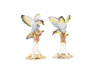 Appraisal: Two Mangani after Sevres Porcelain Bird Figurines Giulia Mangani Italian