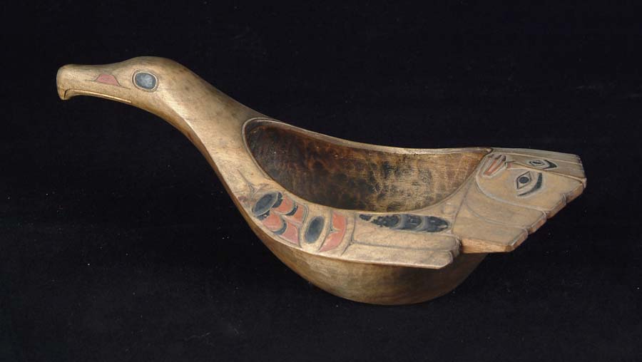 Appraisal: NORTHWEST COAST FIGURAL OYSTER CATCHER BOWL HAIDA EARLY TH CENTURY