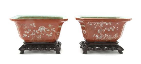 Appraisal: Pair of Chinese Porcelain Bulb Trays having turquoise glazed interiors