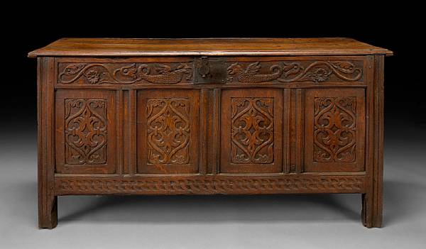 Appraisal: A Charles II carved oak coffer second half th century