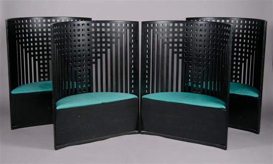 Appraisal: A Set of Four Highback Chairs after Mackintosh Height inches