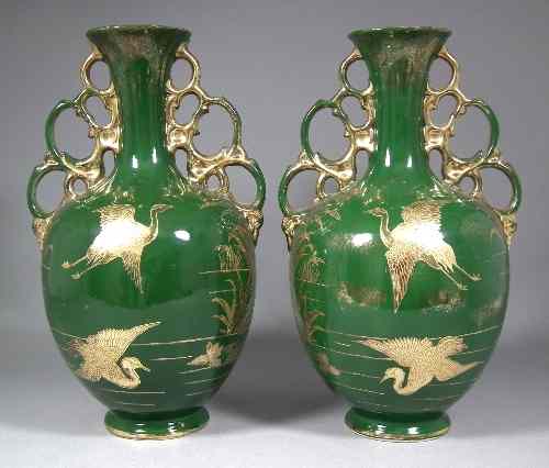 Appraisal: A pair of late th Century pottery vases of baluster