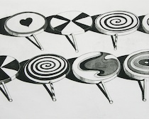 Appraisal: Wayne Thiebaud American b Black and White Suckers Etching and