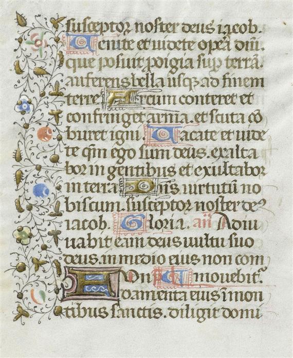 Appraisal: BOOK ILLUMINATION -Northern France circa Book page from a Livre-d'heures