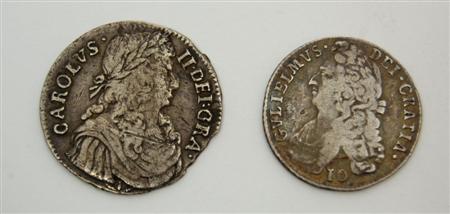 Appraisal: William II III of England ten shilling S F reverse