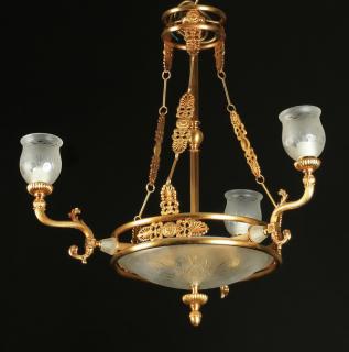 Appraisal: Empire style -arm gilt chandelier having a circular crown above