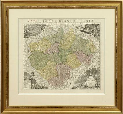 Appraisal: Muller Johann Mappa Totius Regni Bohemiae Hand-colored engraved map matted