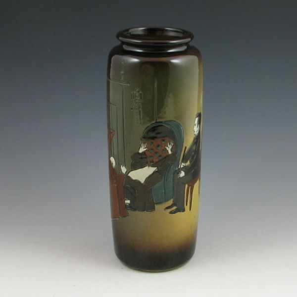 Appraisal: Weller Dickensware vase with gloss finish Decorated with the scene