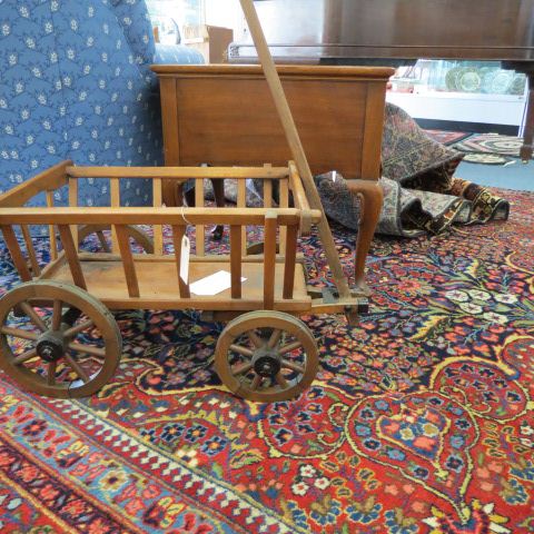 Appraisal: Antique Wooden Cart wooden wheels