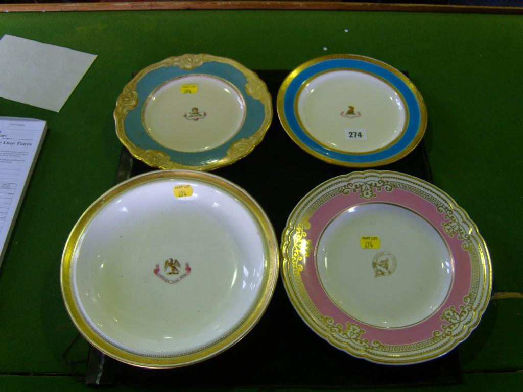 Appraisal: A th century Minton armorial plate set within a turquoise