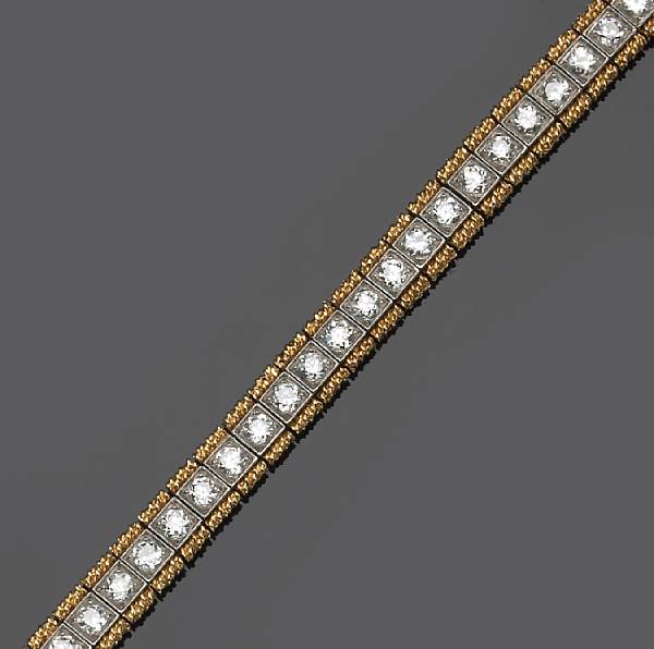 Appraisal: An art deco diamond platinum and k gold bracelet estimated