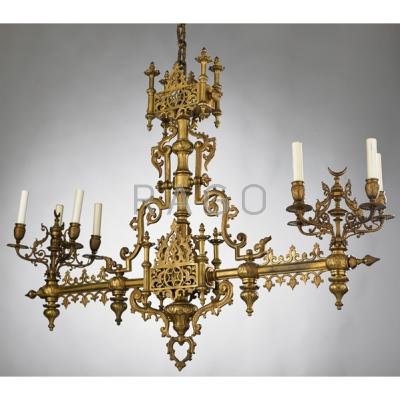 Appraisal: TEMPLE BRASS CHANDELIER -arm with Star of David motif th