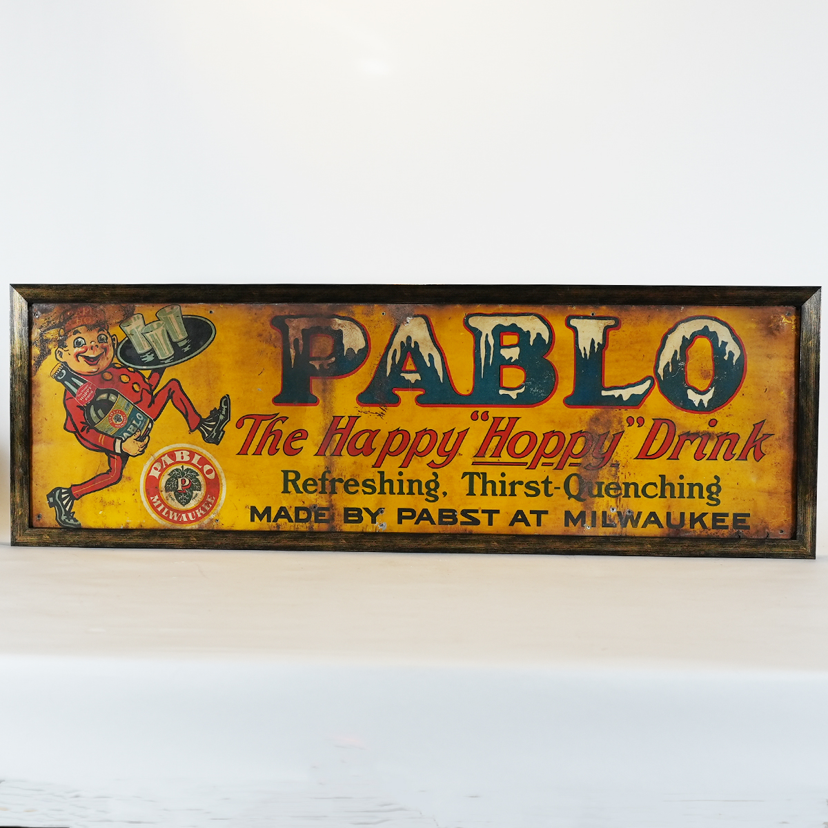 Appraisal: Pablo Happy Hoppy Pabst Prohibition Tin Sign RAREReference n aBrewery