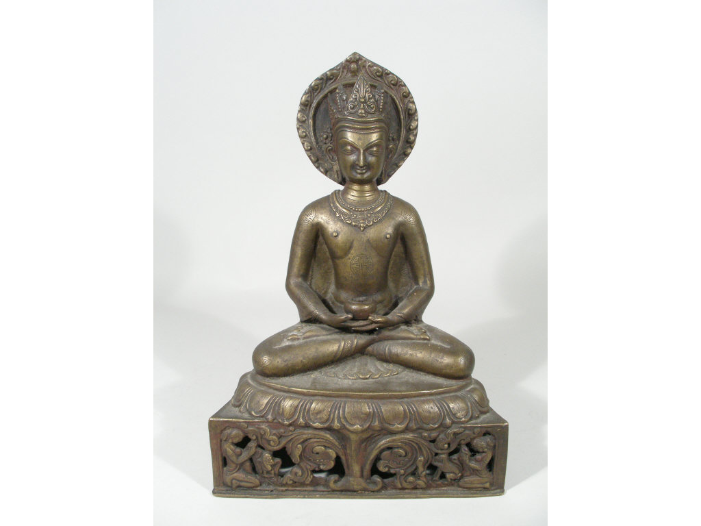 Appraisal: Nepalese Bronze Bodhisattva th c the seated figure sits on