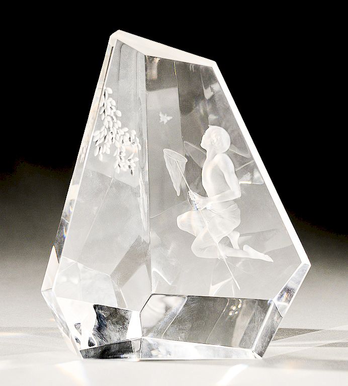 Appraisal: Steuben glass Boy and Butterfly crystal sculpture designed by George