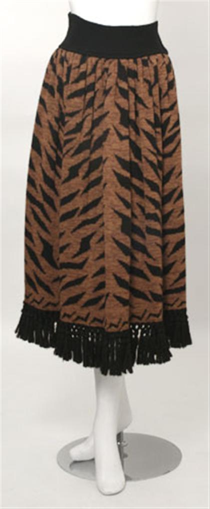 Appraisal: Yves Saint Laurent tiger striped knit skirt s Calf-length wool