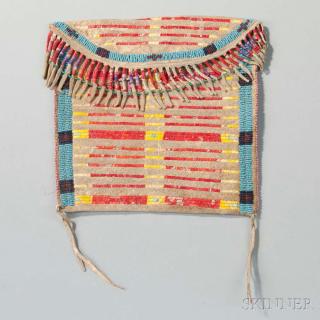 Appraisal: Lakota Quilled and Beaded Hide Bag c last quarter th