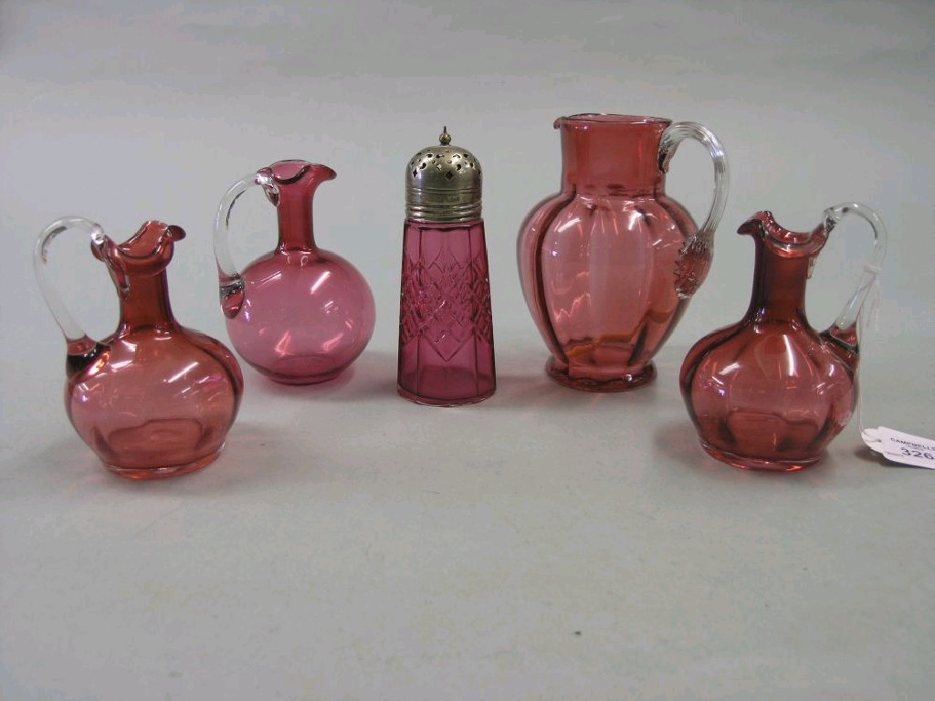 Appraisal: Victorian cranberry glassware to include a pair of vinegar bottles