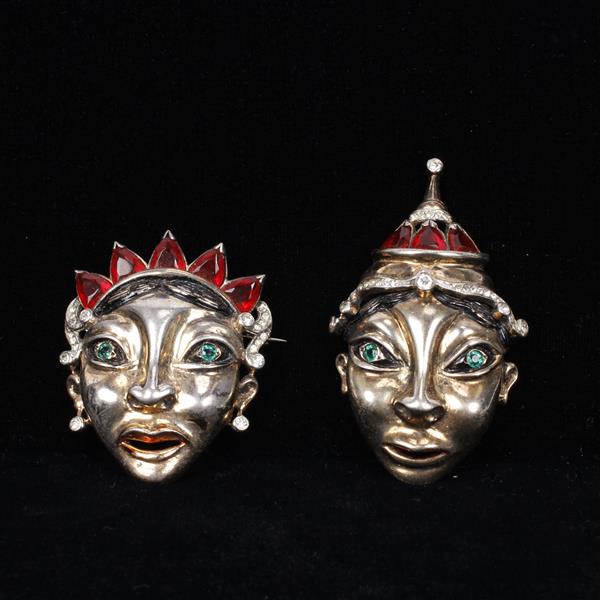 Appraisal: Reja pc Balinese King Queen Mask Face Pins H king