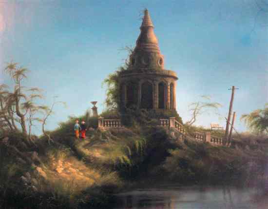 Appraisal: Felix Kelly - oil on board 'Temple on the Island