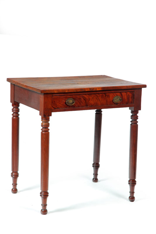 Appraisal: ONE-DRAWER STAND American - walnut figured veneer pine and poplar