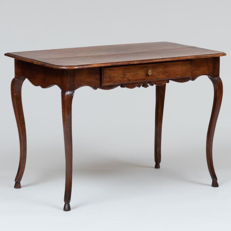 Appraisal: Louis XV Style Provincial Walnut Table Fitted with one drawer