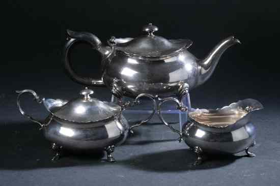 Appraisal: THREE-PIECE WILLIAM B DURGIN CO STERLING SILVER TEA SERVICE early