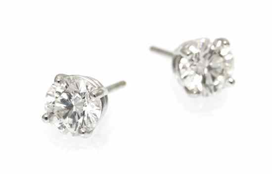 Appraisal: A Pair of Karat White Gold and Diamond Stud Earrings