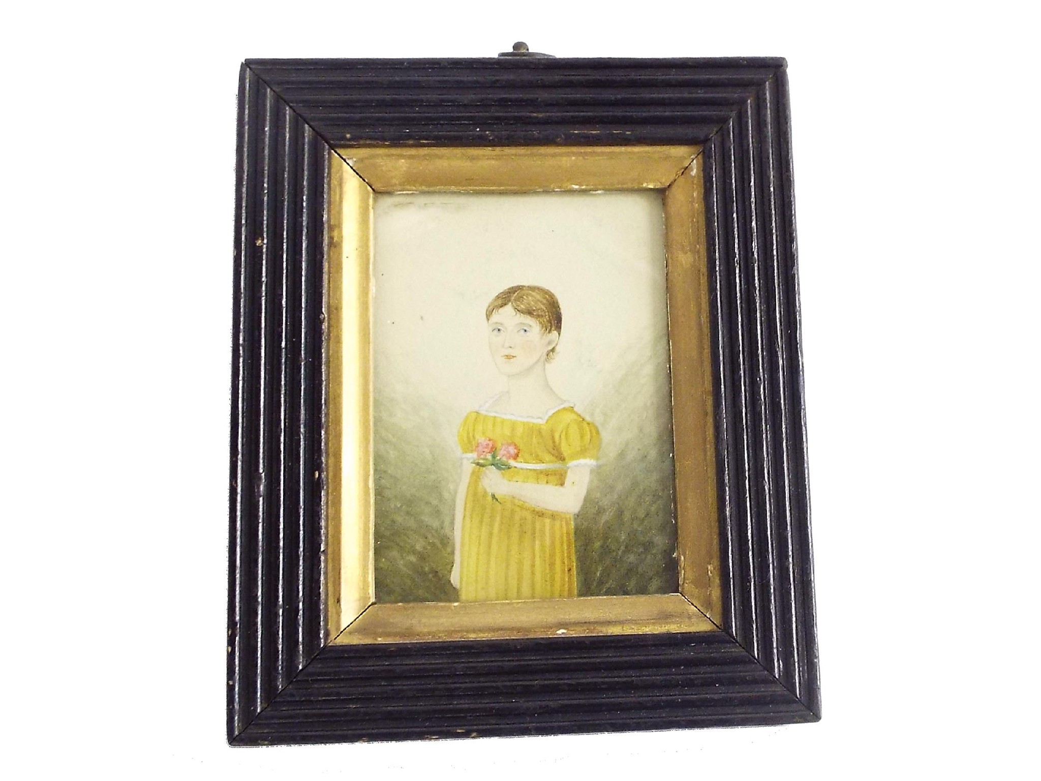 Appraisal: English School - half length primitive portrait of a girl