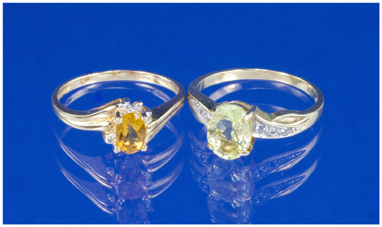 Appraisal: Two ct Gold Diamond Dress Rings Set With Oval Faceted