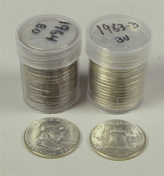 Appraisal: Franklin Kennedy Halves -D brilliant uncirculated Franklin Halves plus nice