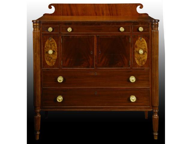 Appraisal: Sheraton Walnut Antique Sideboard Description Dovetailed Seven drawers Circa Old