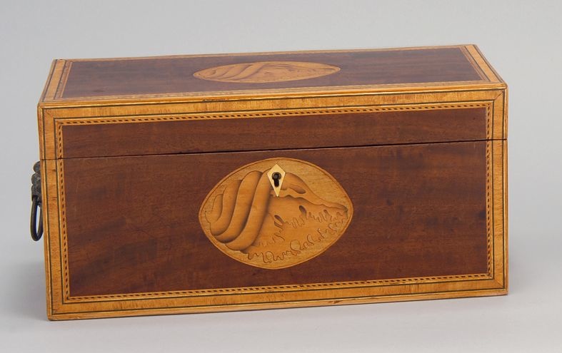 Appraisal: ANTIQUE FEDERAL INLAID WOODEN TEA CADDY Early th CenturyIn mahogany