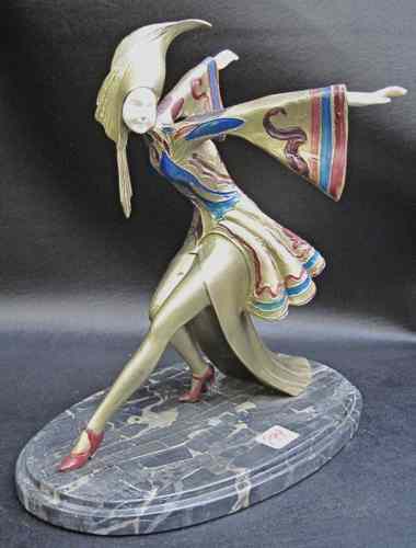 Appraisal: AFTER GERDAGO Gerda Gottstein PAINTED BRONZE AND IVORY FIGURE German