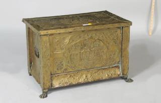 Appraisal: Brass Clad Kindling Box P T Barnum Collection Brass clad