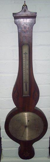 Appraisal: A th Century mahogany and inlaid wheel barometer D Martenelli