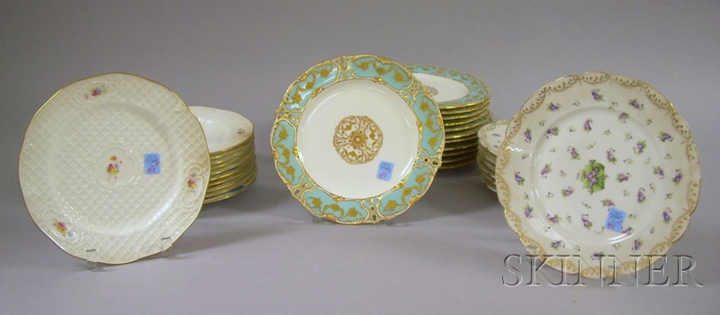 Appraisal: Three Sets of Decorated Porcelain Plates including eleven Cauldon gilt