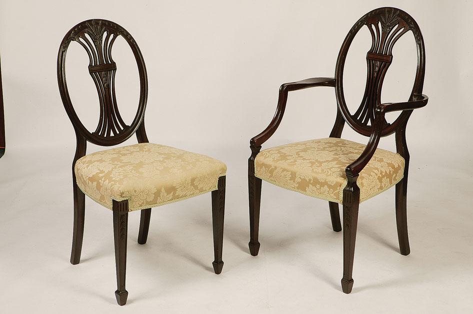 Appraisal: A SET OF FOUR HEPPLEWHITE STYLE MAHOGANY DINING CHAIRS including