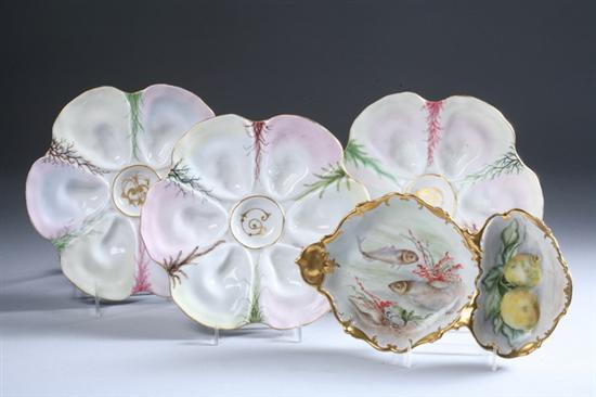 Appraisal: SEVEN-PIECE FRENCH PORCELAIN SEAFOOD SERVICE late th century Including six