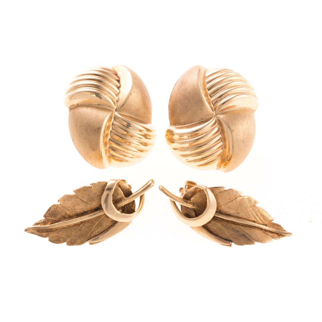 Appraisal: Two Pair of Lady's Ear Clips in K Gold K