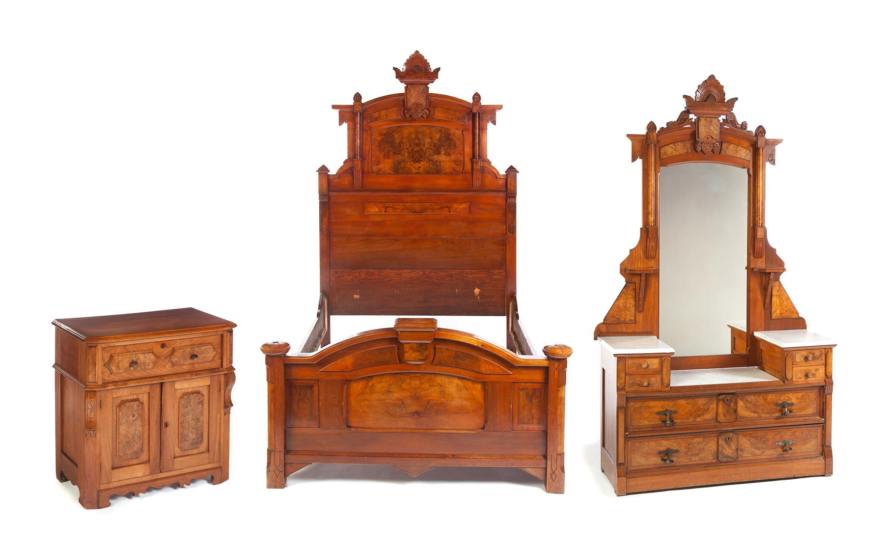 Appraisal: THREE PIECES OF VICTORIAN BEDROOM FURNITURE American th quarter- th