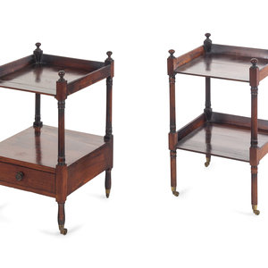 Appraisal: A Near Pair of Regency Style Mahogany End Tables th